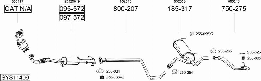 Bosal SYS11409 - Система випуску ОГ autocars.com.ua