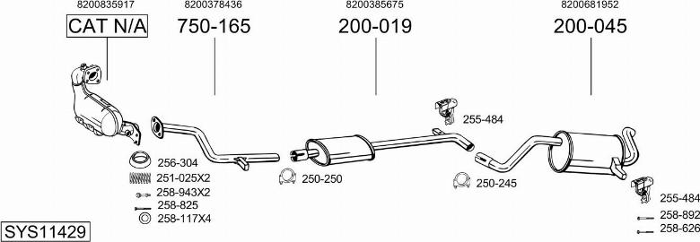 Bosal SYS11429 - Система випуску ОГ autocars.com.ua