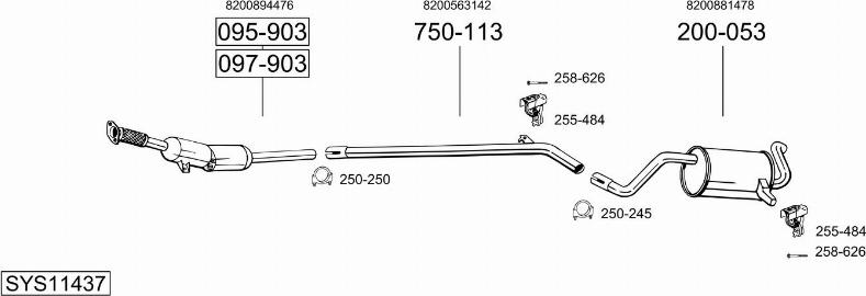 Bosal SYS11437 - Система випуску ОГ autocars.com.ua