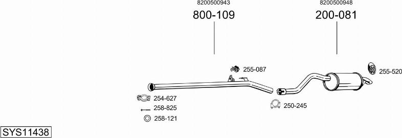 Bosal SYS11438 - Система випуску ОГ autocars.com.ua