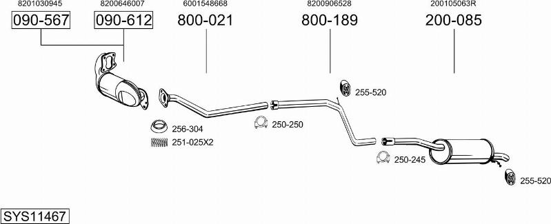 Bosal SYS11467 - Система выпуска ОГ avtokuzovplus.com.ua