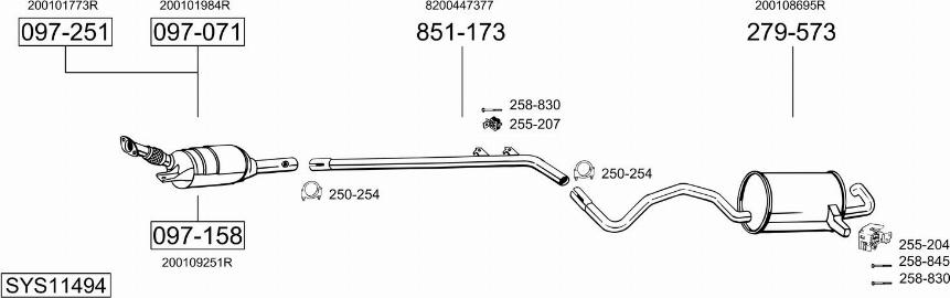 Bosal SYS11494 - Система випуску ОГ autocars.com.ua