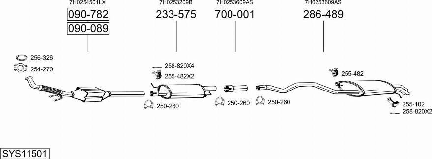 Bosal SYS11501 - Система випуску ОГ autocars.com.ua