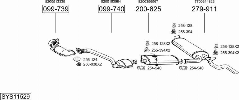 Bosal SYS11529 - Система випуску ОГ autocars.com.ua