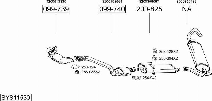 Bosal SYS11530 - Система випуску ОГ autocars.com.ua