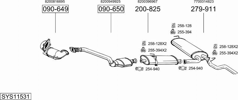 Bosal SYS11531 - Система випуску ОГ autocars.com.ua