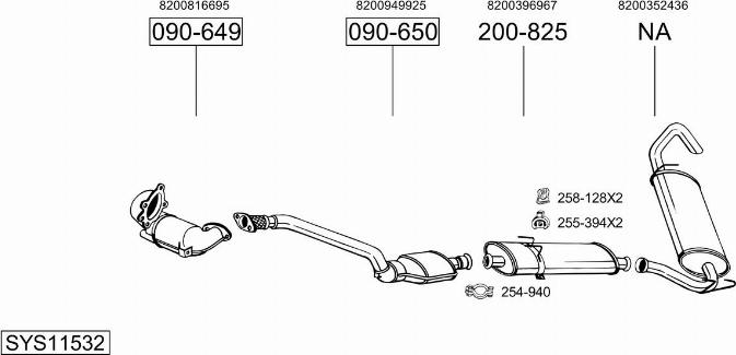 Bosal SYS11532 - Система випуску ОГ autocars.com.ua