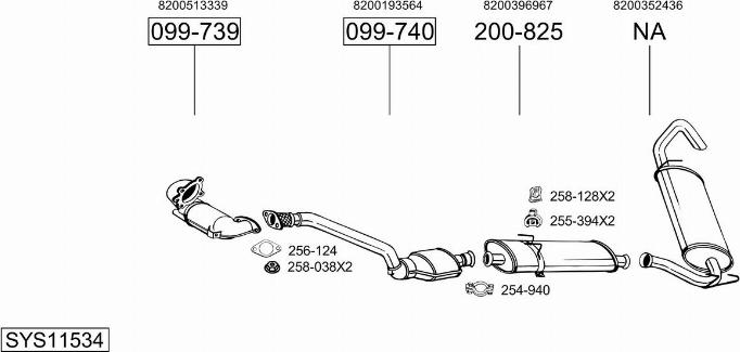 Bosal SYS11534 - Система випуску ОГ autocars.com.ua