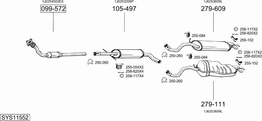 Bosal SYS11552 - Система випуску ОГ autocars.com.ua