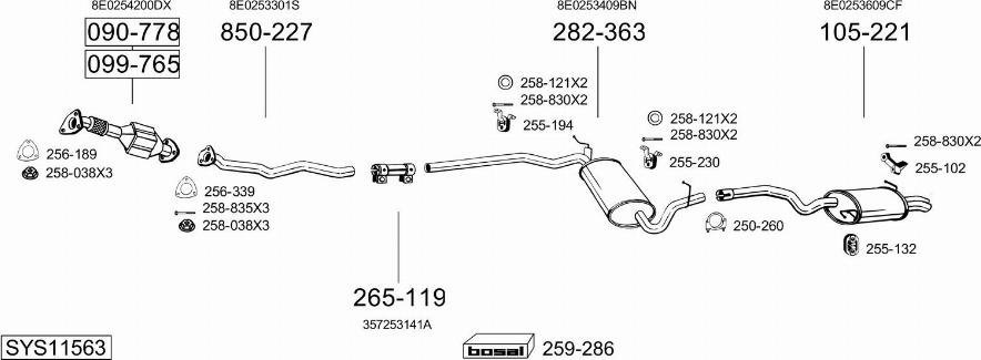 Bosal SYS11563 - Система випуску ОГ autocars.com.ua