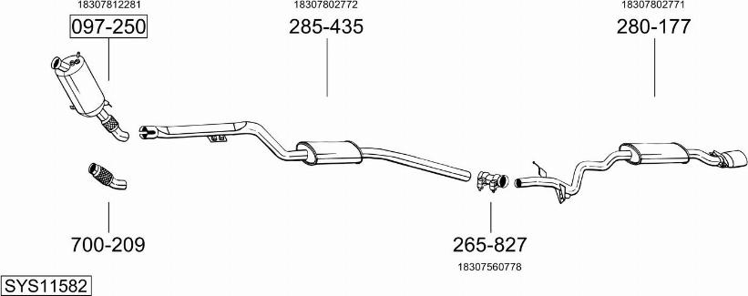 Bosal SYS11582 - Система випуску ОГ autocars.com.ua