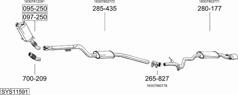 Bosal SYS11591 - Система випуску ОГ autocars.com.ua