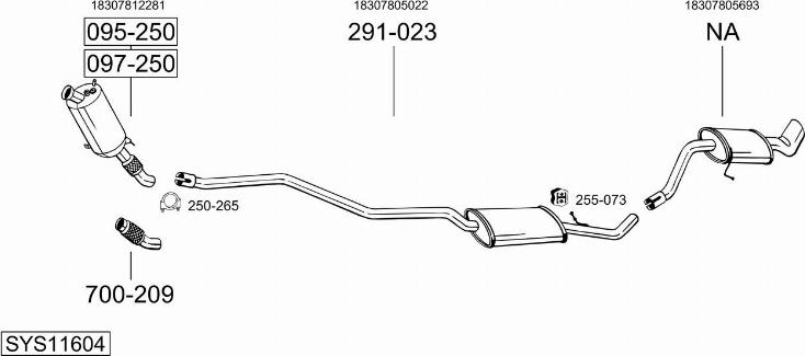 Bosal SYS11604 - Система випуску ОГ autocars.com.ua