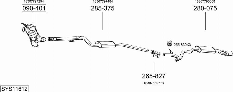 Bosal SYS11612 - Система випуску ОГ autocars.com.ua