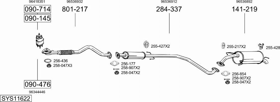 Bosal SYS11622 - Система випуску ОГ autocars.com.ua