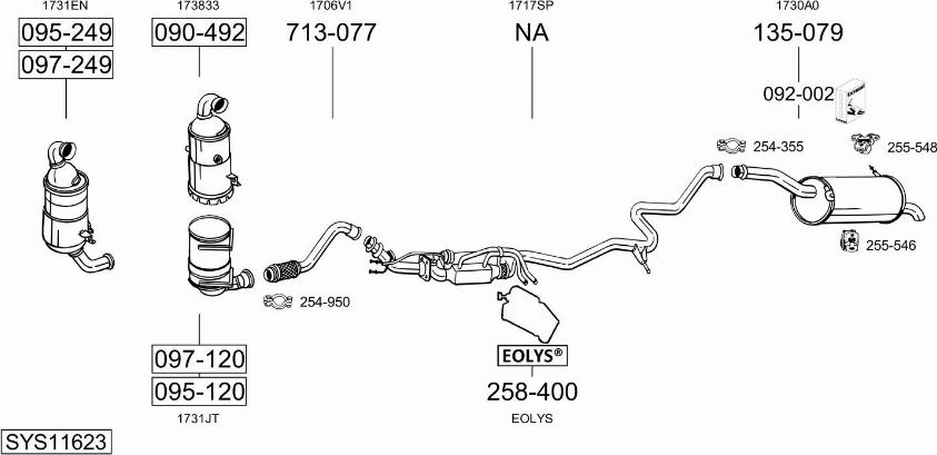 Bosal SYS11623 - Система випуску ОГ autocars.com.ua