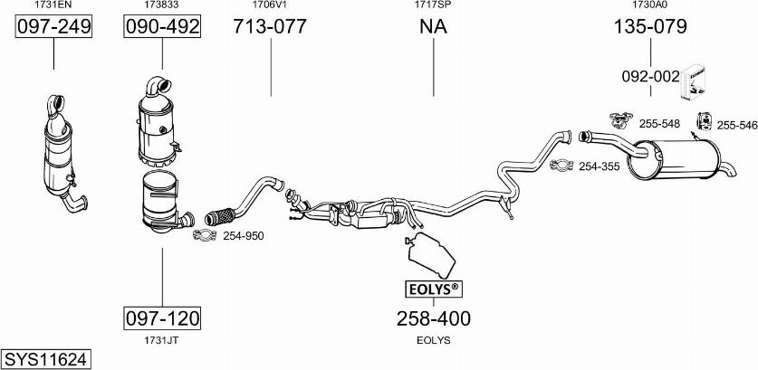 Bosal SYS11624 - Система випуску ОГ autocars.com.ua