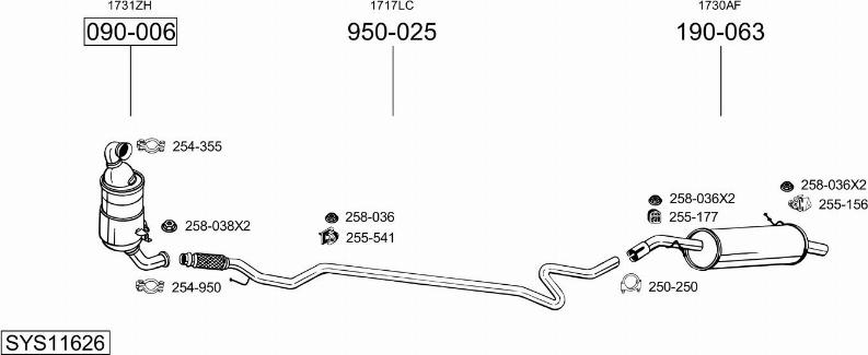 Bosal SYS11626 - Система випуску ОГ autocars.com.ua