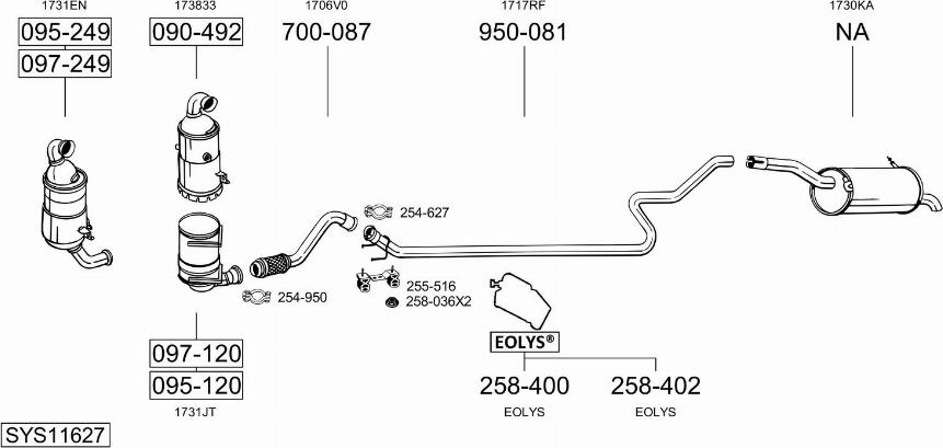 Bosal SYS11627 - Система випуску ОГ autocars.com.ua