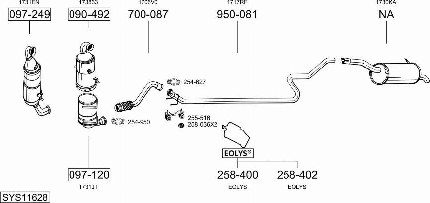 Bosal SYS11628 - Система випуску ОГ autocars.com.ua