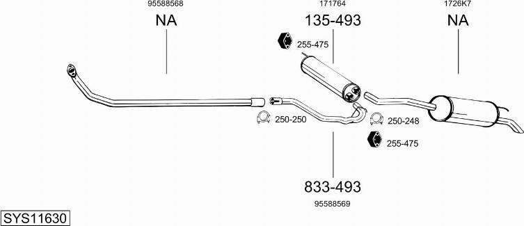 Bosal SYS11630 - Система випуску ОГ autocars.com.ua