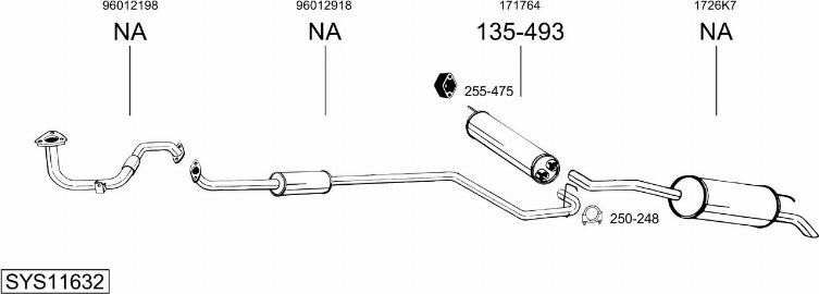 Bosal SYS11632 - Система випуску ОГ autocars.com.ua