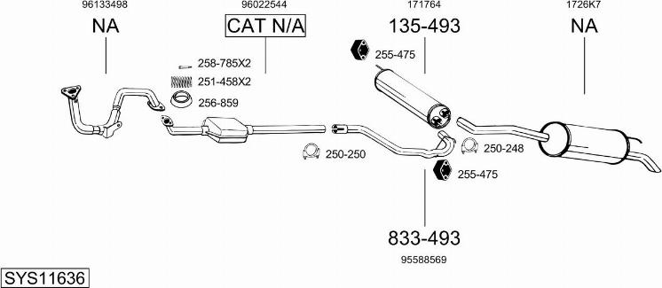 Bosal SYS11636 - Система випуску ОГ autocars.com.ua