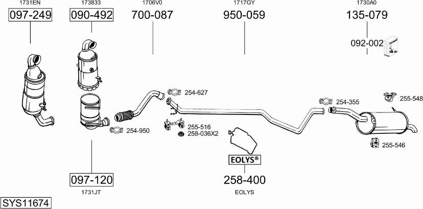 Bosal SYS11674 - Система випуску ОГ autocars.com.ua