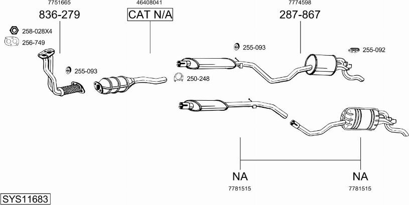 Bosal SYS11683 - Система випуску ОГ autocars.com.ua