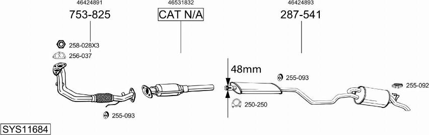 Bosal SYS11684 - Система випуску ОГ autocars.com.ua