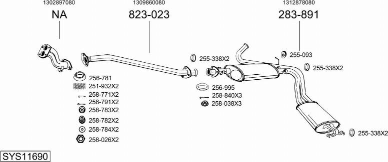 Bosal SYS11690 - Система випуску ОГ autocars.com.ua