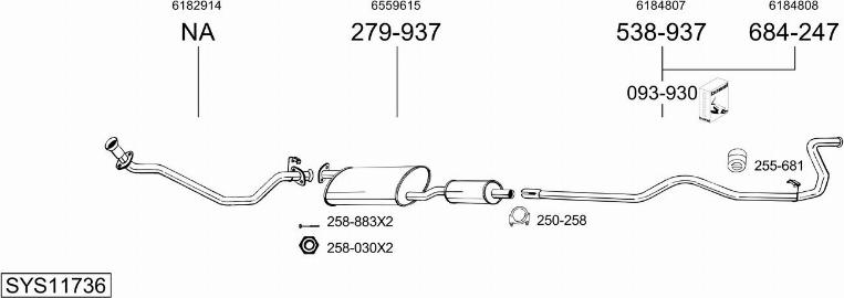 Bosal SYS11736 - Система випуску ОГ autocars.com.ua