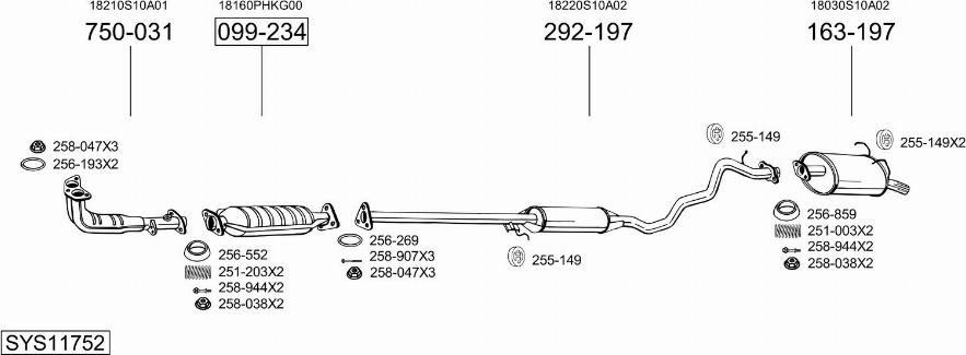 Bosal SYS11752 - Система випуску ОГ autocars.com.ua