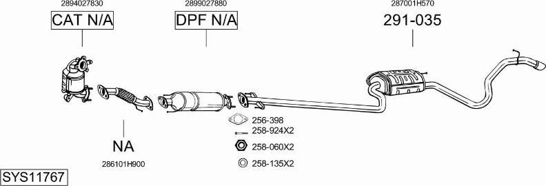 Bosal SYS11767 - Система випуску ОГ autocars.com.ua