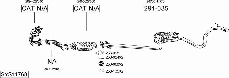 Bosal SYS11768 - Система випуску ОГ autocars.com.ua