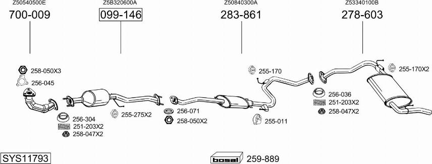 Bosal SYS11793 - Система выпуска ОГ avtokuzovplus.com.ua