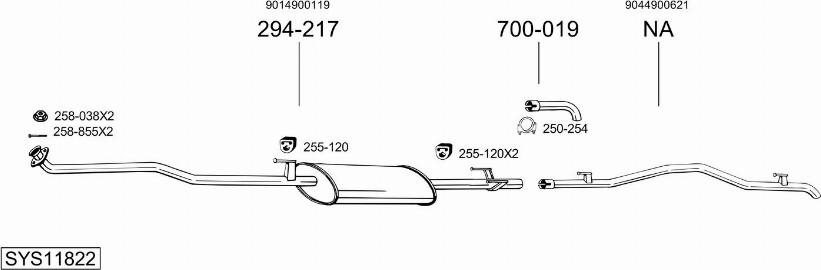 Bosal SYS11822 - Система випуску ОГ autocars.com.ua