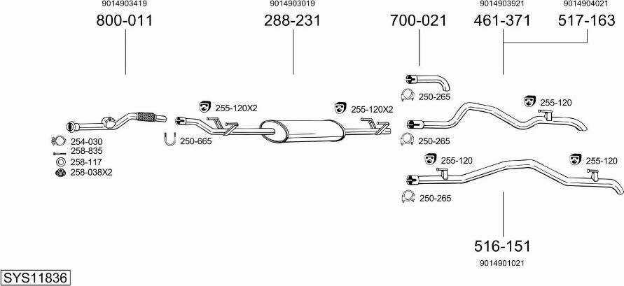 Bosal SYS11836 - Система выпуска ОГ avtokuzovplus.com.ua