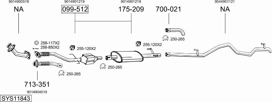 Bosal SYS11843 - Система випуску ОГ autocars.com.ua