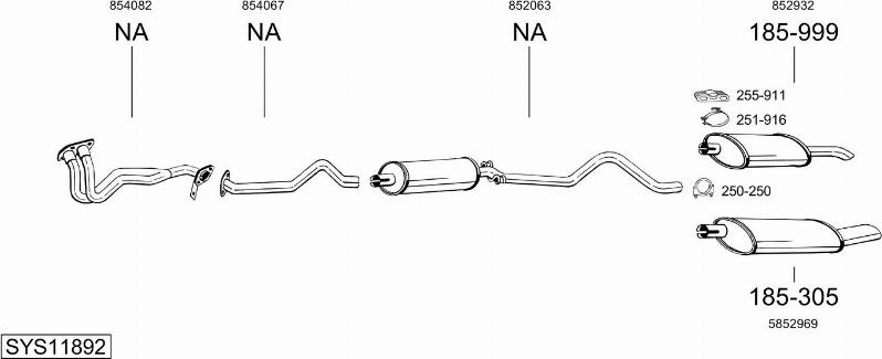 Bosal SYS11892 - Система випуску ОГ autocars.com.ua