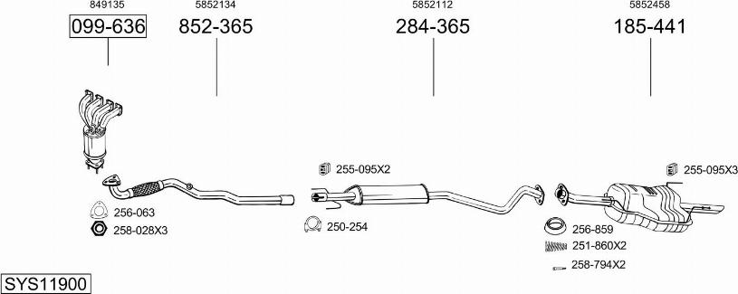 Bosal SYS11900 - Система випуску ОГ autocars.com.ua