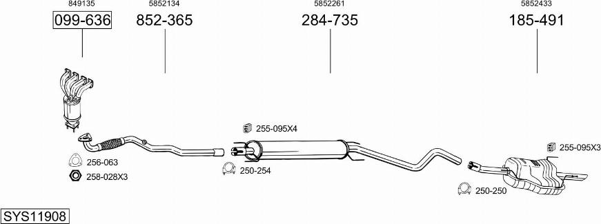 Bosal SYS11908 - Система выпуска ОГ avtokuzovplus.com.ua