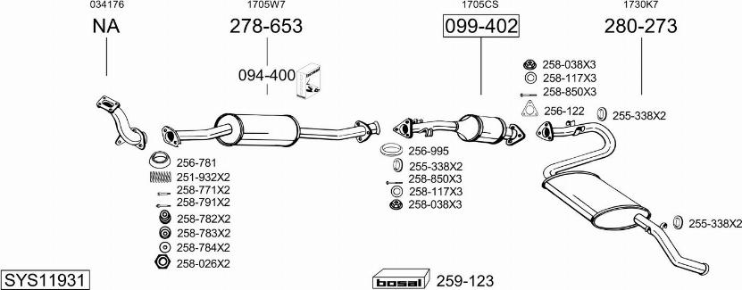 Bosal SYS11931 - Система випуску ОГ autocars.com.ua