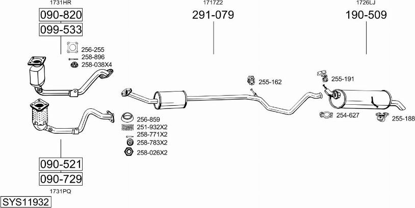 Bosal SYS11932 - Система випуску ОГ autocars.com.ua