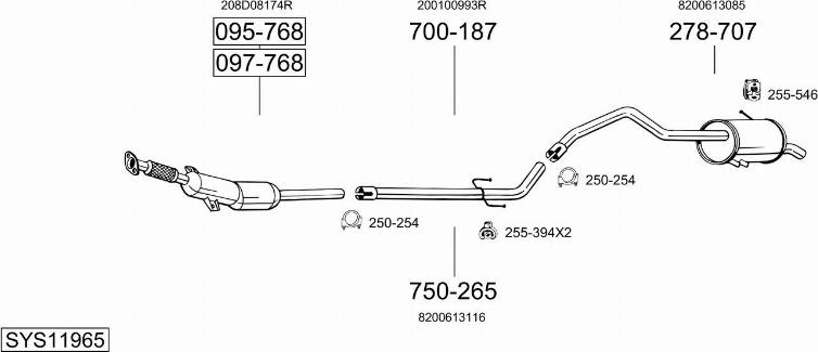 Bosal SYS11965 - Система випуску ОГ autocars.com.ua