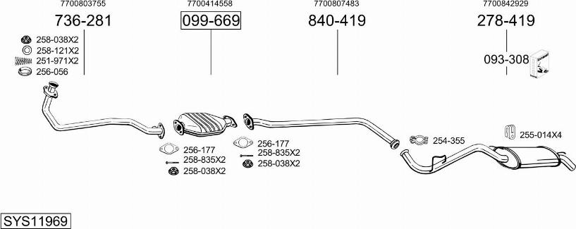 Bosal SYS11969 - Система випуску ОГ autocars.com.ua
