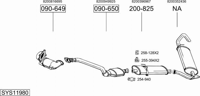 Bosal SYS11980 - Система випуску ОГ autocars.com.ua