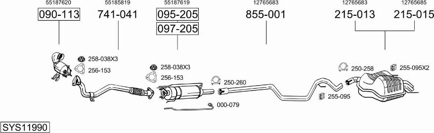 Bosal SYS11990 - Система випуску ОГ autocars.com.ua