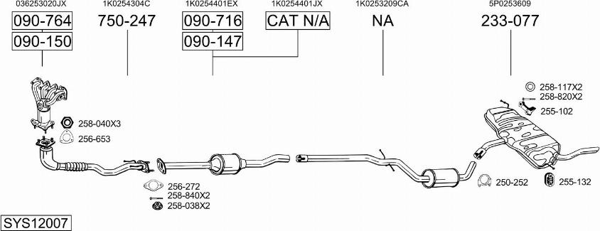 Bosal SYS12007 - Система випуску ОГ autocars.com.ua