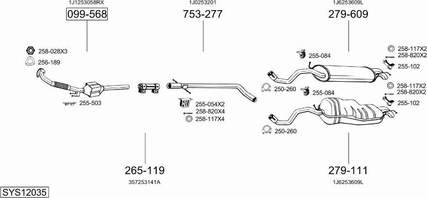 Bosal SYS12035 - Система випуску ОГ autocars.com.ua